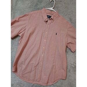 Polo Ralph Lauren Shirt Mens Extra Large Seersucker Maroon Striped Preppy Oxford